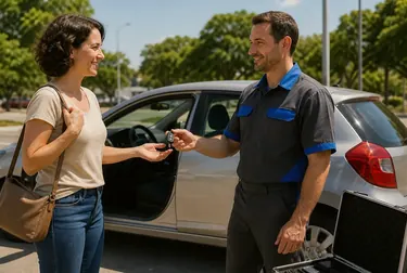 Chaveiro utilizando ferramentas para desbloquear um carro em Luziânia.