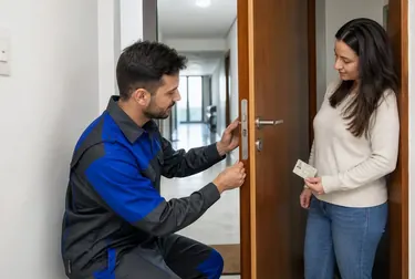 Profissionais utilizando ferramentas para abrir uma fechadura em Luziânia.